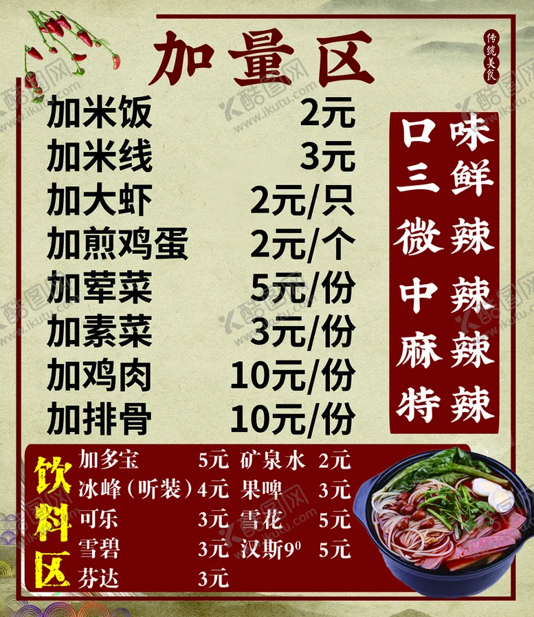 编号：13589409272055523182【酷图网】源文件下载-米线价目表