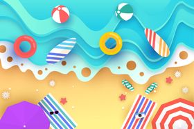 海滩顶视图沙报背景夏日风景边度假