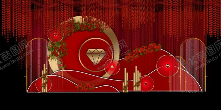 编号：92842410152139474604【酷图网】源文件下载-几何红色主题婚礼场景
