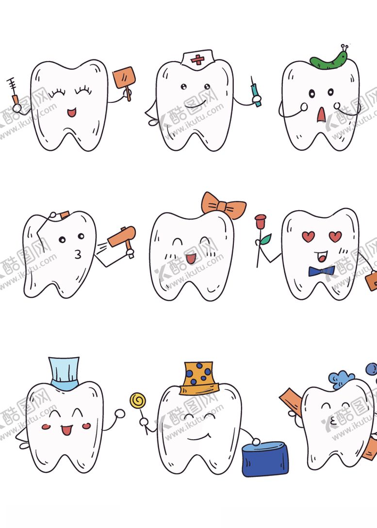 编号：80825309280231099898【酷图网】源文件下载-全国爱牙日糖果色可爱手绘Q版