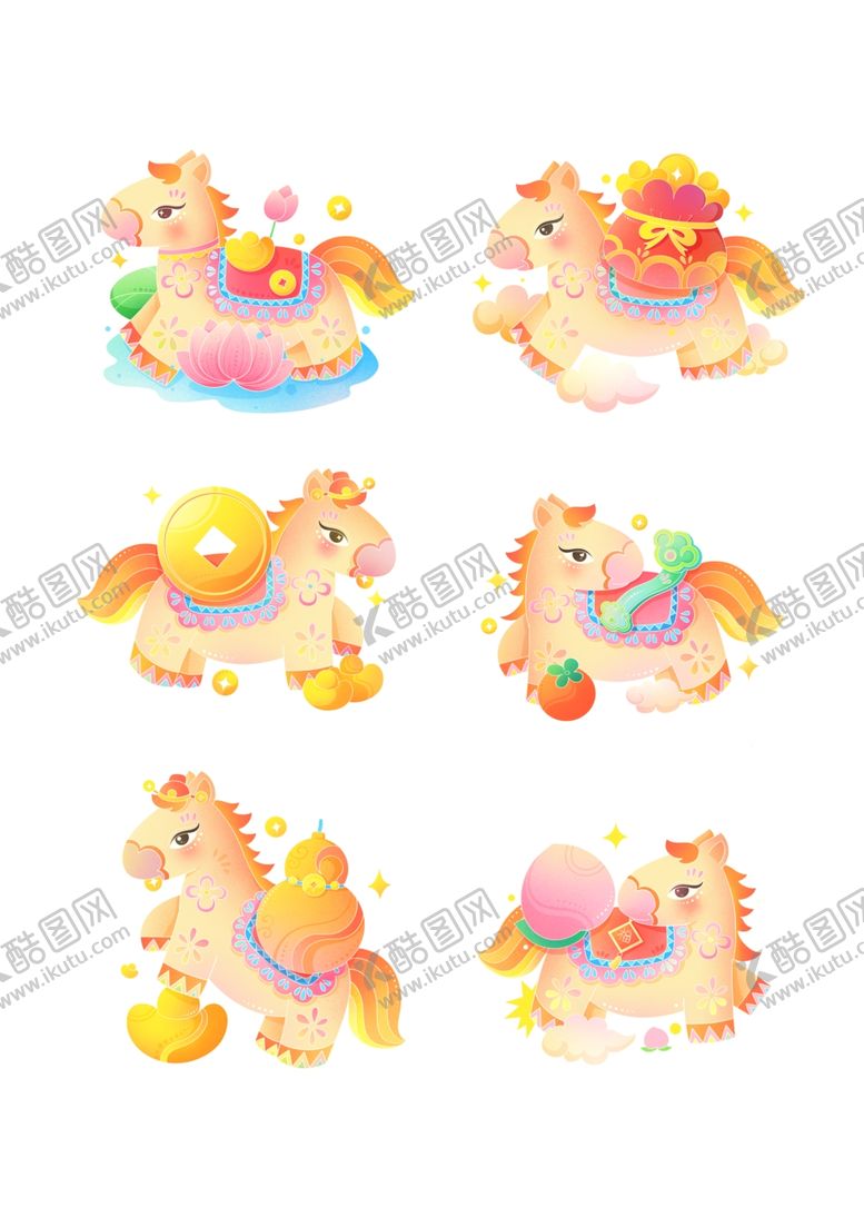 编号：80691704021531187614【酷图网】源文件下载-马年新年卡通形象素材