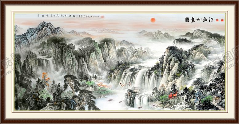 编号：95174710071729211908【酷图网】源文件下载-江山如画客厅装饰画