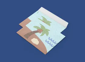 信封包装元素大气插画
