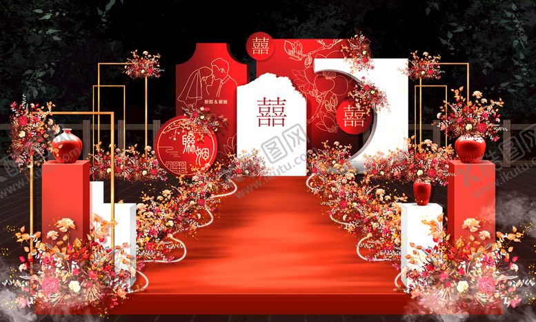 编号：06317209230716295832【酷图网】源文件下载-红色中式婚礼