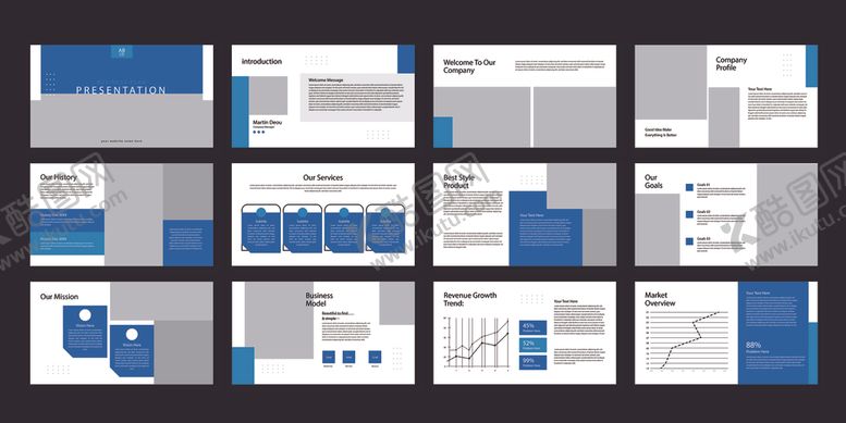 编号：25246211021922515546【酷图网】源文件下载-蓝色商务画册