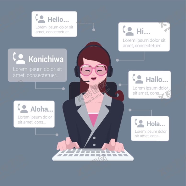 编号：61709409251305535097【酷图网】源文件下载-卡通客服人员