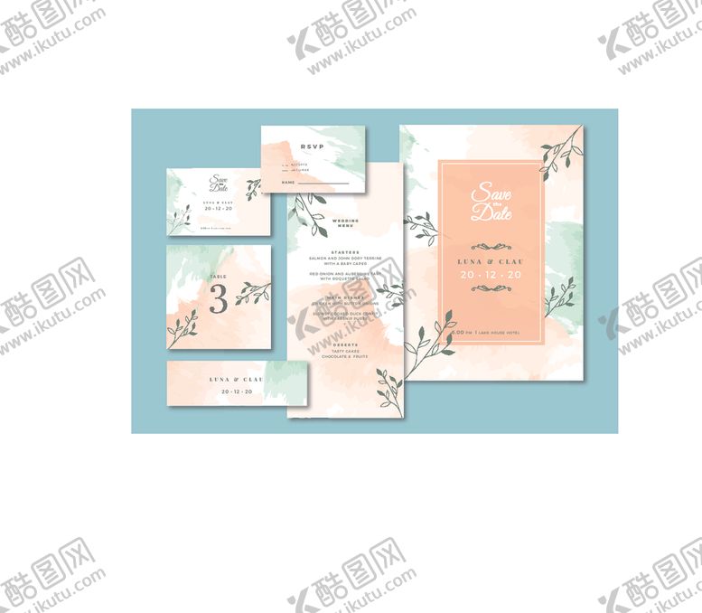 编号：39032606280441299954【酷图网】源文件下载-彩绘花朵装饰结婚邀请卡