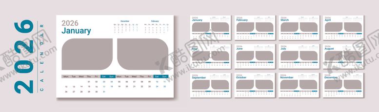 编号：17021404041453326977【酷图网】源文件下载-2026年台历模板