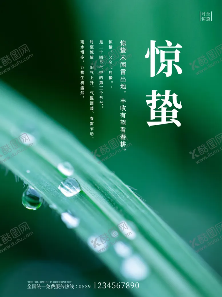 编号：17843303202147255689【酷图网】源文件下载-绿色简约惊蛰节气海报