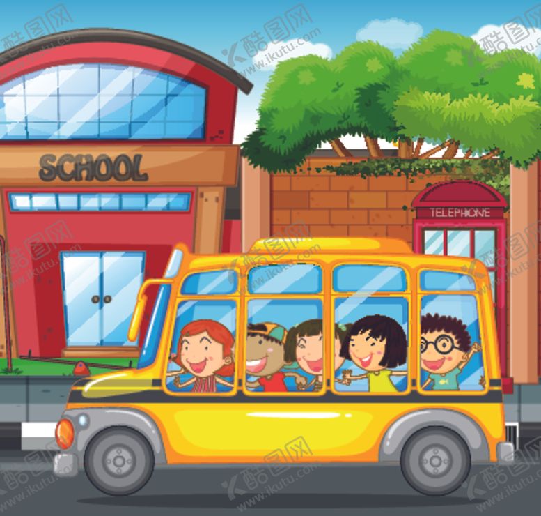 编号：74822209272006514736【酷图网】源文件下载-卡通校车背景