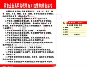 中国石化高风险现场施工合格证