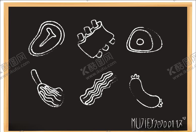 编号：11910709290250172444【酷图网】源文件下载-肉类黑板画
