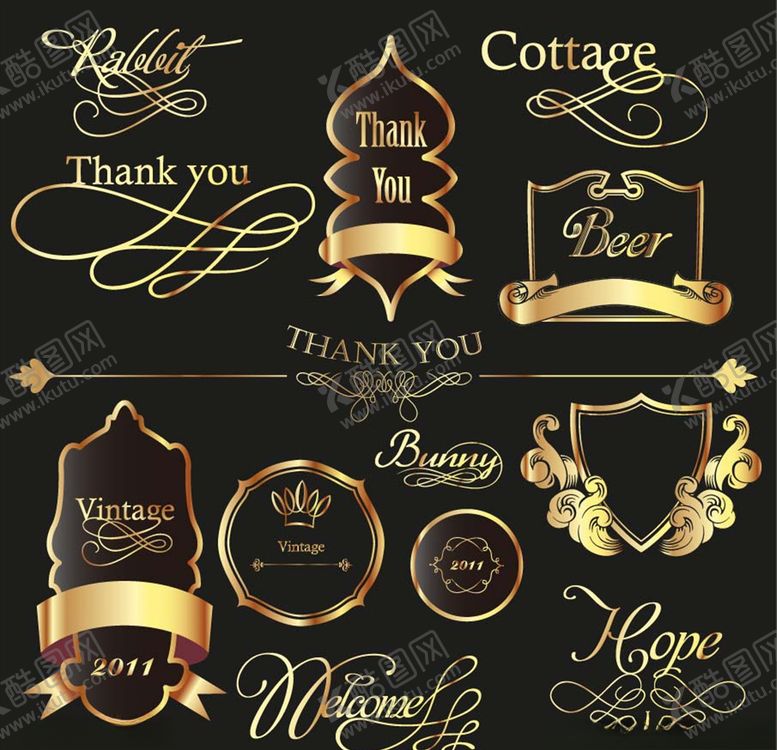 编号：40432010111231596292【酷图网】源文件下载-金色欧式花边边框