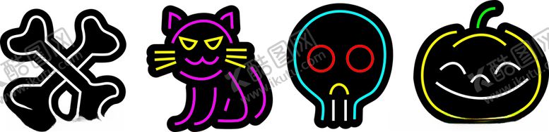 编号：48731312111157468585【酷图网】源文件下载-骨头猫咪骷髅南瓜