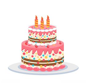 卡通手绘草莓奶油生日蛋糕
