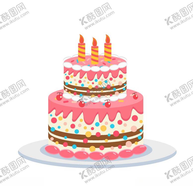 编号：71141705040204416273【酷图网】源文件下载-卡通手绘草莓奶油生日蛋糕