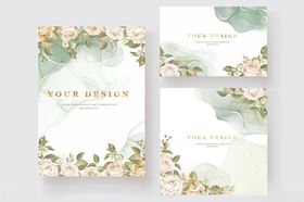 花卉背景婚礼请柬设计