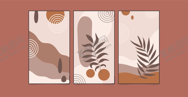 编号：49812610120009019038【酷图网】源文件下载-抽象植物装饰画组合