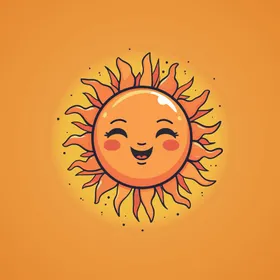 可爱太阳卡通绘画儿童插画光蜡笔