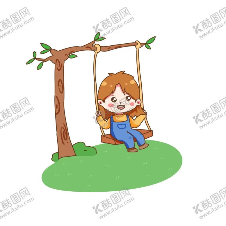 编号：98703304120842421985【酷图网】源文件下载-卡通女孩荡秋千