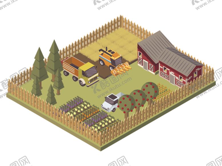 编号：97560910210556409713【酷图网】源文件下载-护栏农场立体平面图