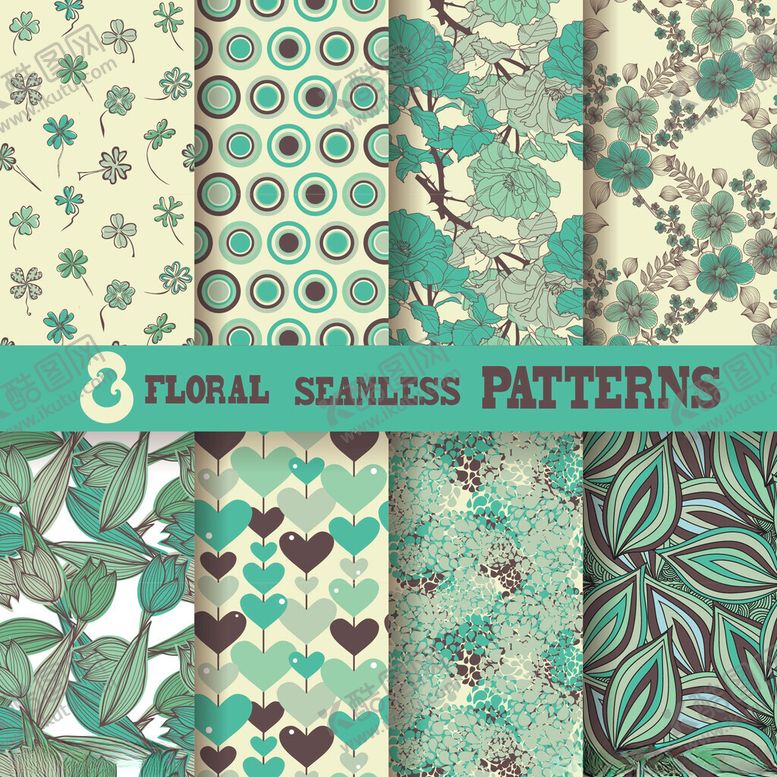编号：17413811190004073752【酷图网】源文件下载-6款薄荷绿图案集合