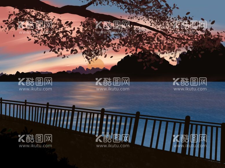 编号：21030311240231184704【酷图网】源文件下载-湖边夜景