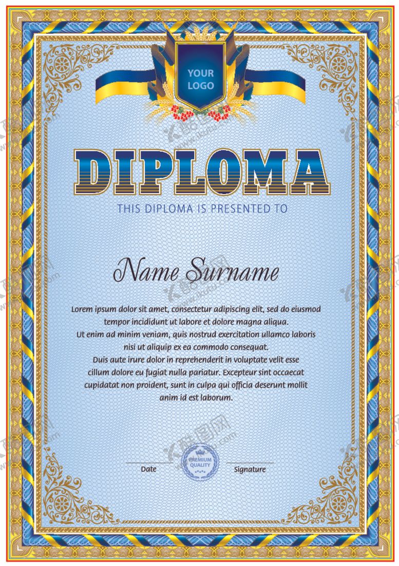 编号：91686710302158599427【酷图网】源文件下载-证书模板