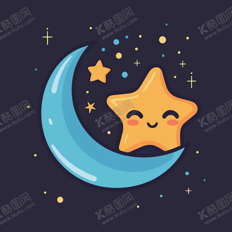 编号：81320002042306208160【酷图网】源文件下载-可爱月亮卡通绘画儿童插画
