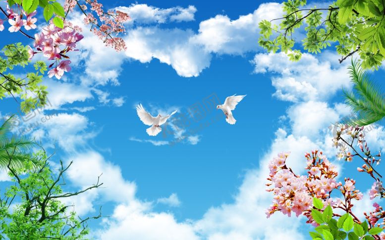 编号：13386609150020069971【酷图网】源文件下载-唯美蓝天白云吊顶