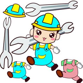 卡通人物小彩色动画安全帽女孩