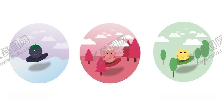 编号：45235310130414527697【酷图网】源文件下载-水果拟人扁平化矢量小插画