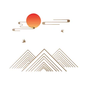 中式山水大气元素插图线条