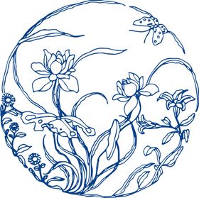 青花瓷图案陶纹海报素材古董