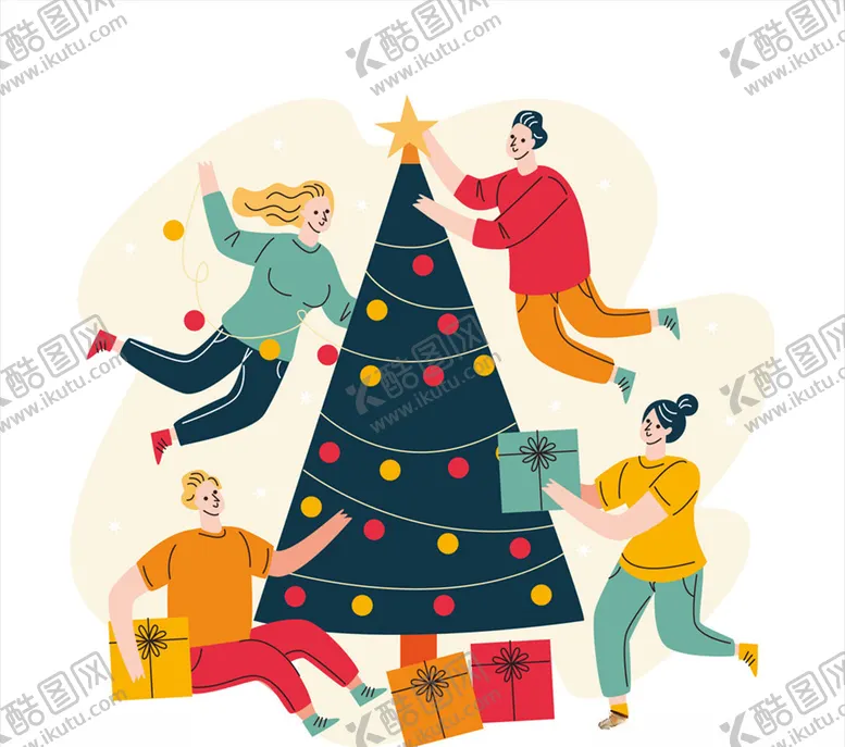 编号：90044506301839506705【酷图网】源文件下载-装饰圣诞树的男女