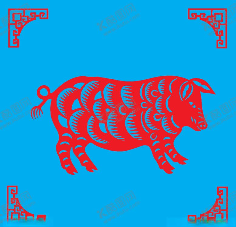 编号：21855407140109407027【酷图网】源文件下载-猪剪纸