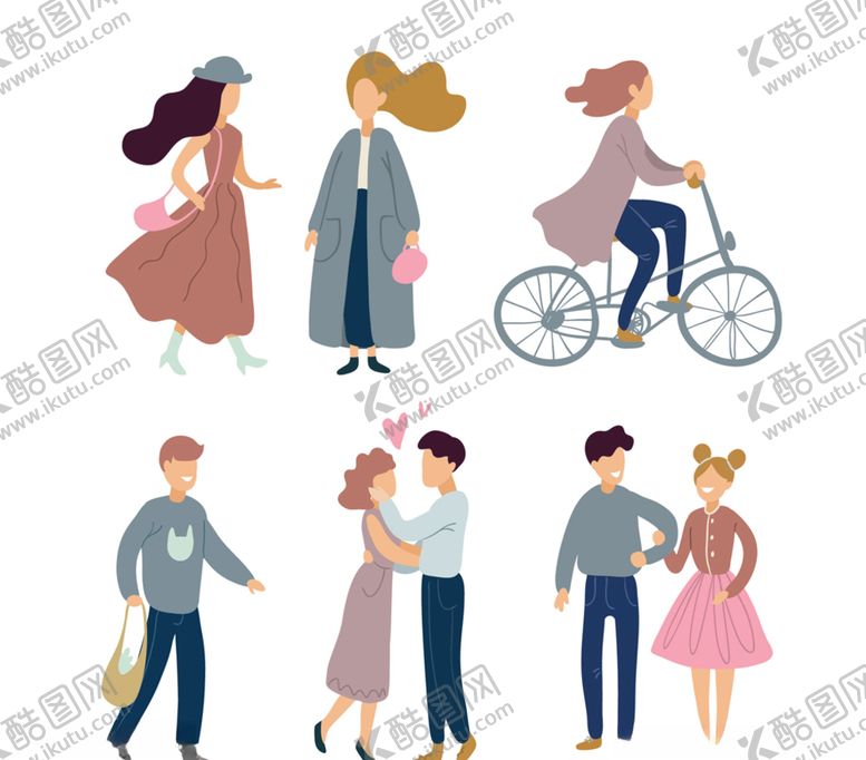 编号：87688210202221411912【酷图网】源文件下载-简化扁平风格人物情侣