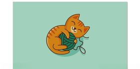 睡着的猫咪卡通矢量图