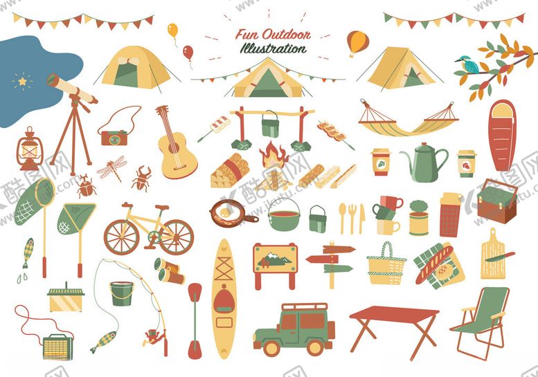 编号：96259709200415427395【酷图网】源文件下载-户外露营装备大集合