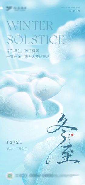 简约冬至海报饺子传统节气冬天海报