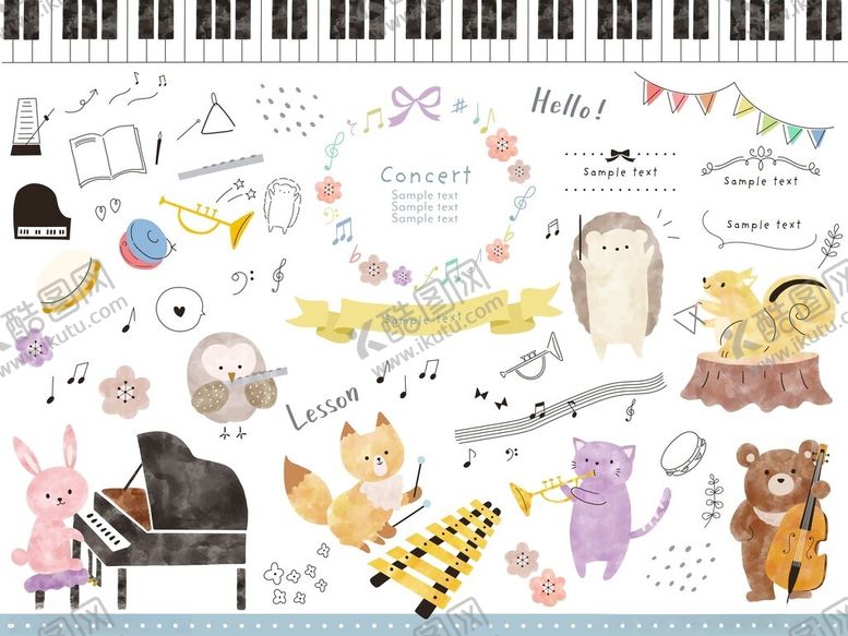 编号：29285911021043577982【酷图网】源文件下载-梦幻音乐主题插画图案