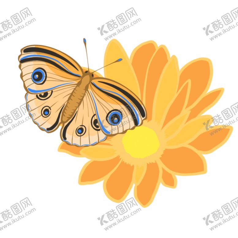 编号：56723606260226064540【酷图网】源文件下载-花朵上的蝴蝶插画