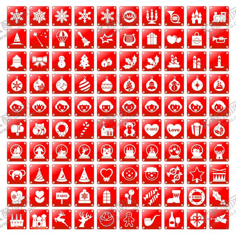 编号：67850504030158194358【酷图网】源文件下载-红色节日图标集合