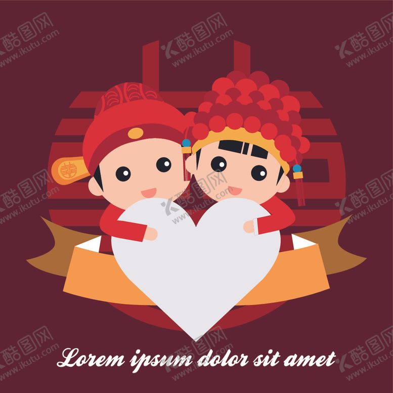 编号：78320810310537537187【酷图网】源文件下载-婚庆男女卡通形象设计