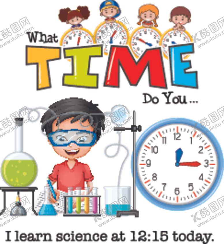 编号：95775109181655095646【酷图网】源文件下载-卡通儿童和时钟