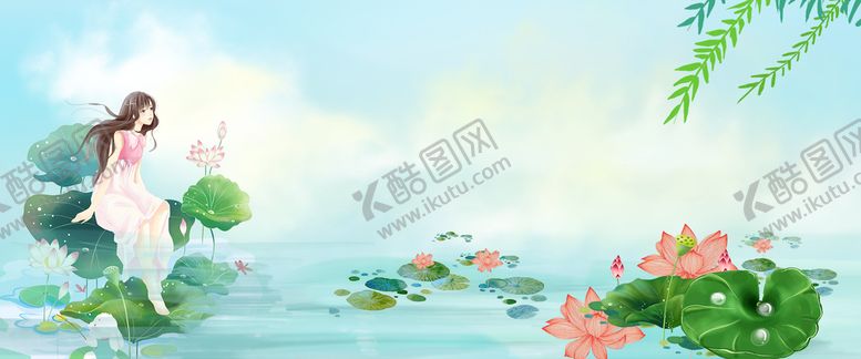 编号：73421009121953440534【酷图网】源文件下载-荷叶背景夏季荷花