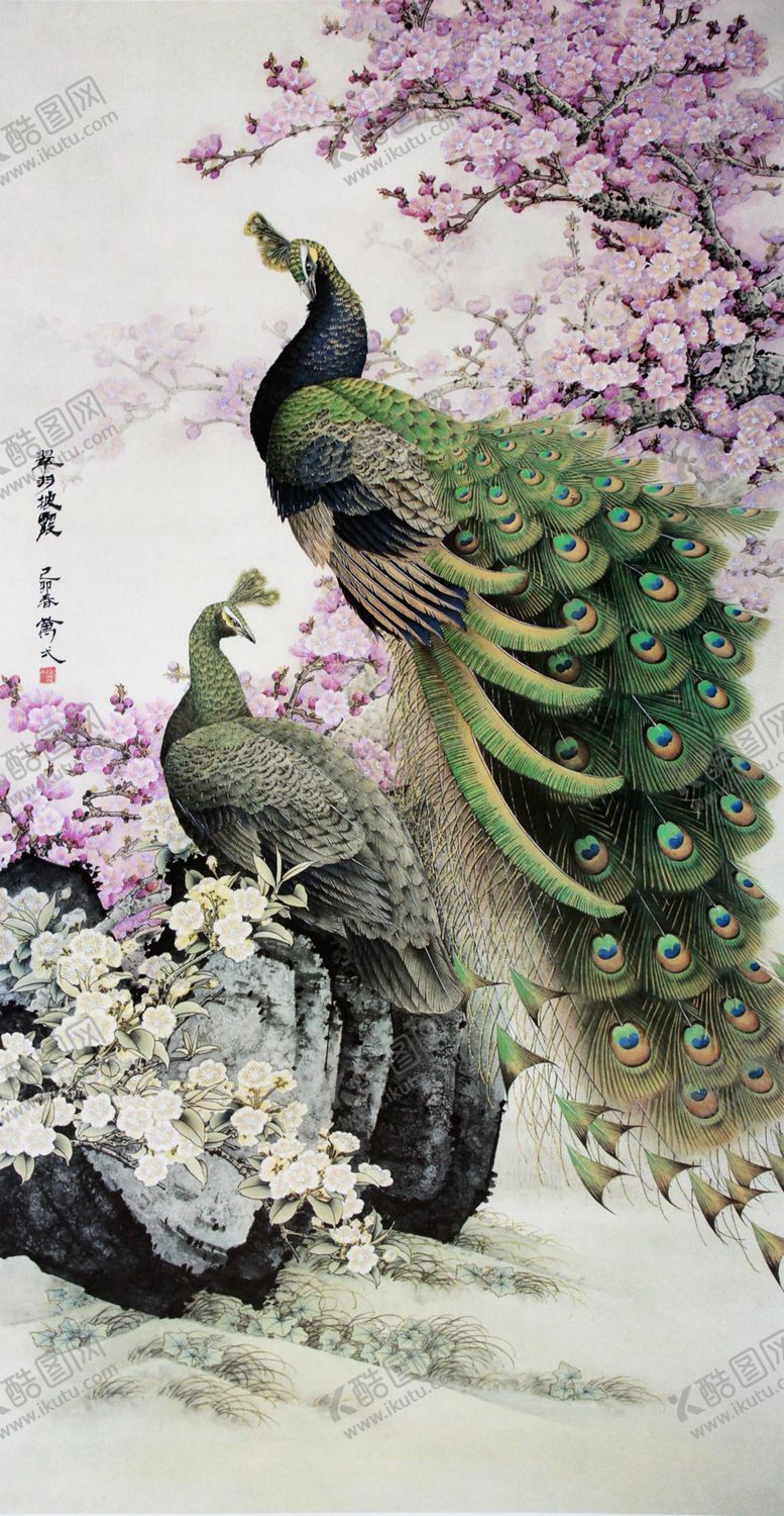编号：59047410181100378313【酷图网】源文件下载-孔雀挂画