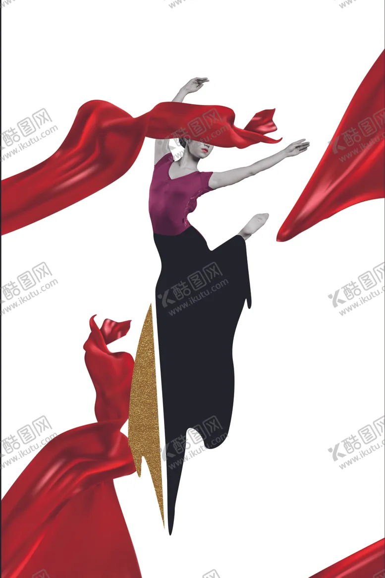 编号：76449309091455471260【酷图网】源文件下载-红丝绸人物装饰画