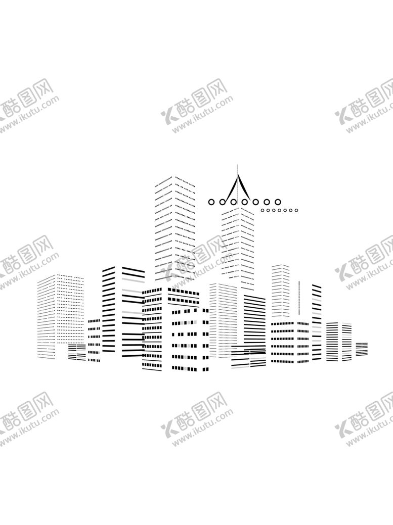 编号：65679012130340366040【酷图网】源文件下载-点状城市线稿剪影