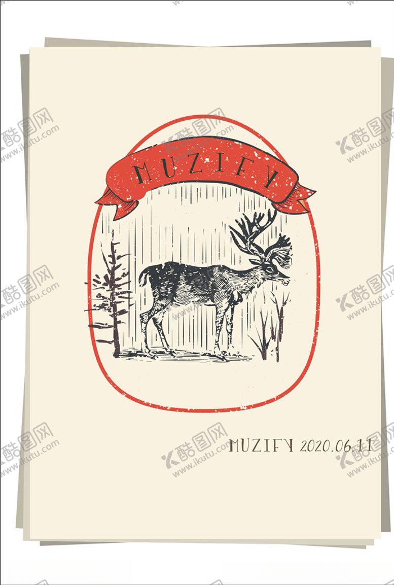 编号：27779006241030325663【酷图网】源文件下载-林中鹿标签设计